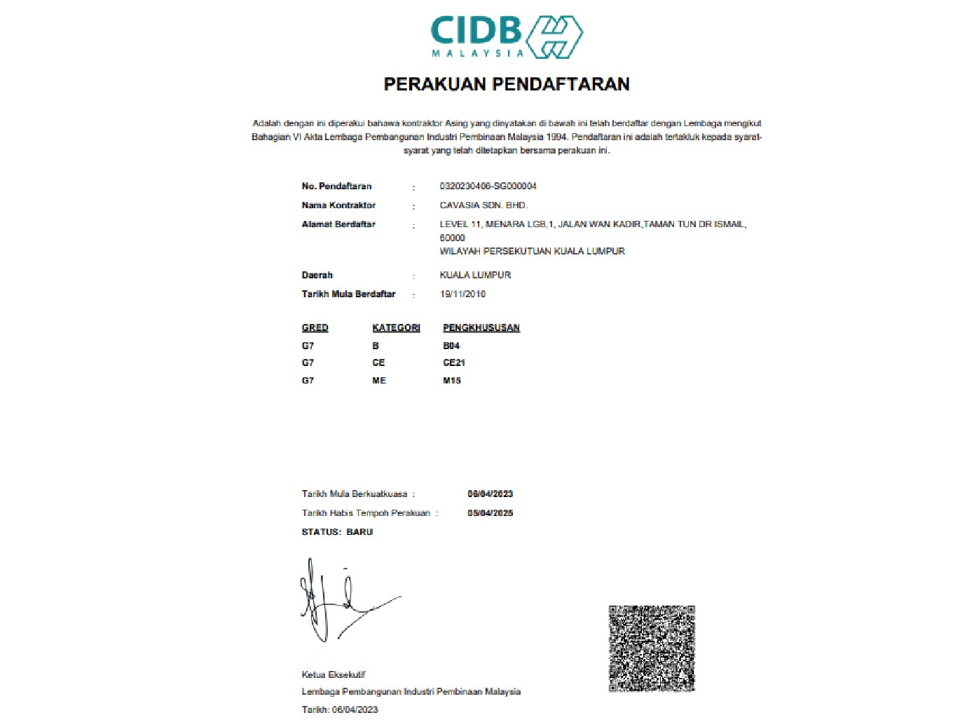 PPKA Registration Certificate for Malaysia