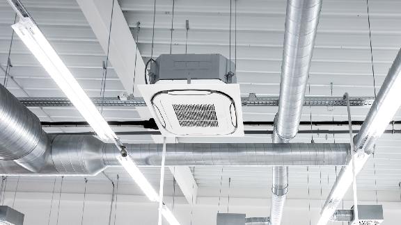 HVAC pipes installed on the ceiling of a building